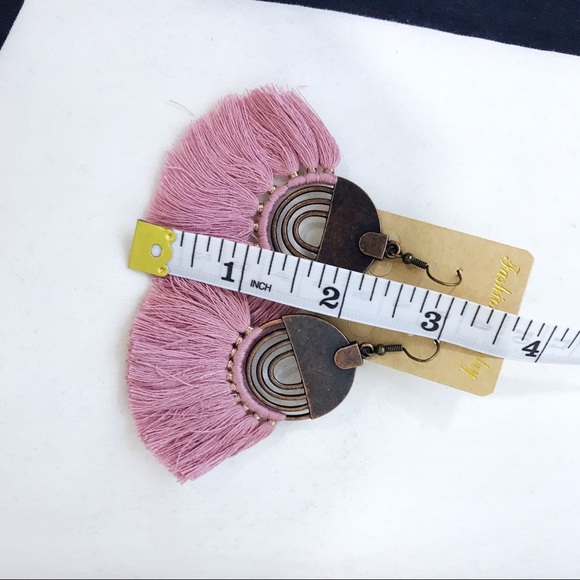 🎀 NEW Boho Pink Tassel Dangle Earrings - Picture 3 of 5